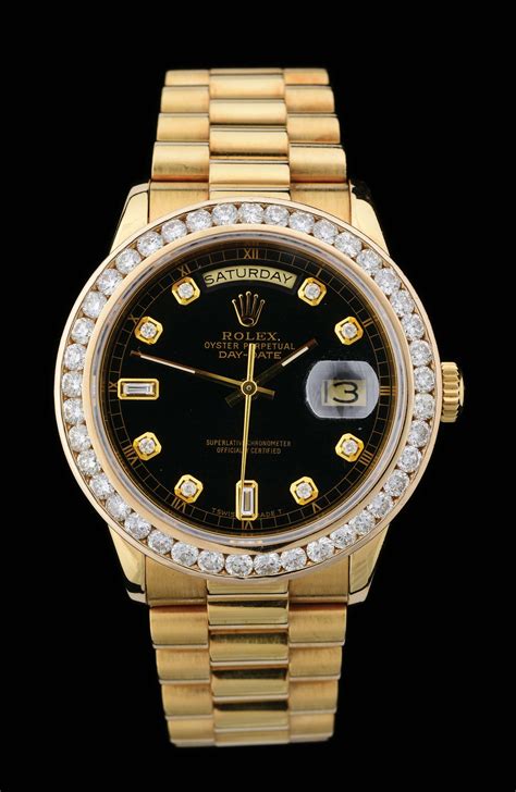 mens rolex 18k gold day-date president black diamond 18038|rolex 18k gold bracelet.